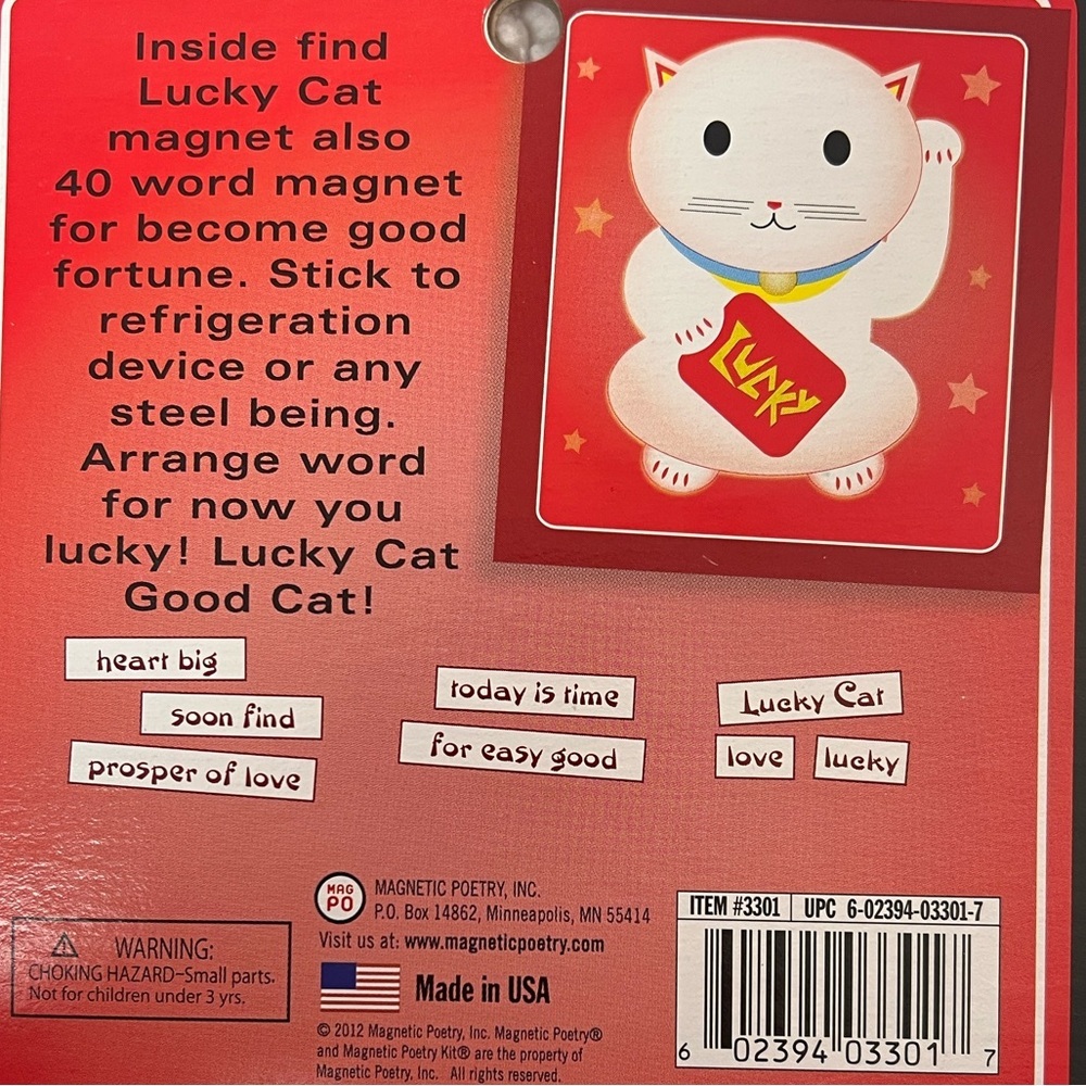Magnetic Poetry "Lucky Cat" Good Fortune Magnet + 40 Word Phrase Magnets - Picture 3 of 4